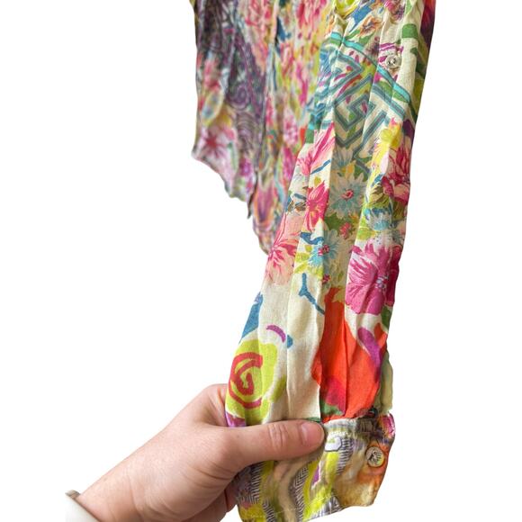 JOHNNY WAS Floral Paisley Button-Up Shirt Size Large Soft Brushed EUC Bohemian - Picture 6 of 12